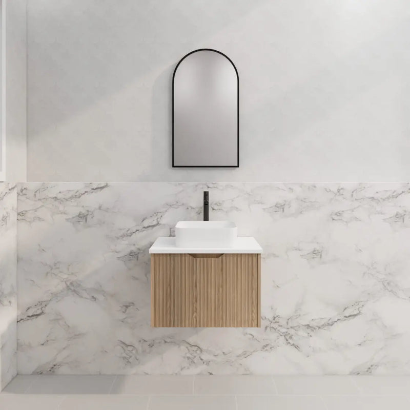 ABS Riva - Riva Vienna Wall Hung Vanity 600mm - American Oak - Aqualux Bathrooms