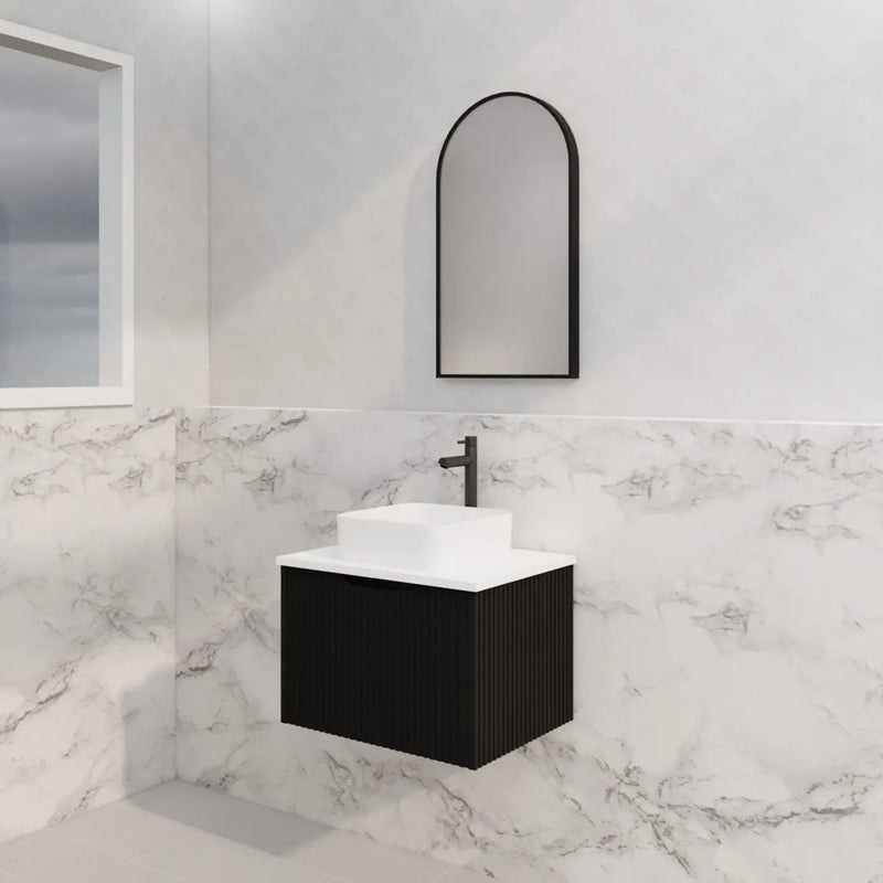 ABS Riva - Riva Vienna Wall Hung Vanity 600mm - Matt Black - Aqualux Bathrooms