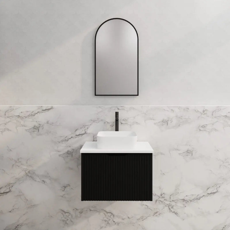 ABS Riva - Riva Vienna Wall Hung Vanity 600mm - Matt Black - Aqualux Bathrooms