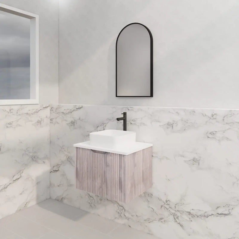 ABS Riva - Riva Vienna Wall Hung Vanity 600mm - White Oak - Aqualux Bathrooms