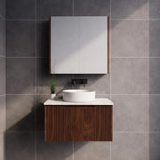 ABS Riva - Riva Vienna Wall Hung Vanity 750mm - Brown Oak - Aqualux Bathrooms