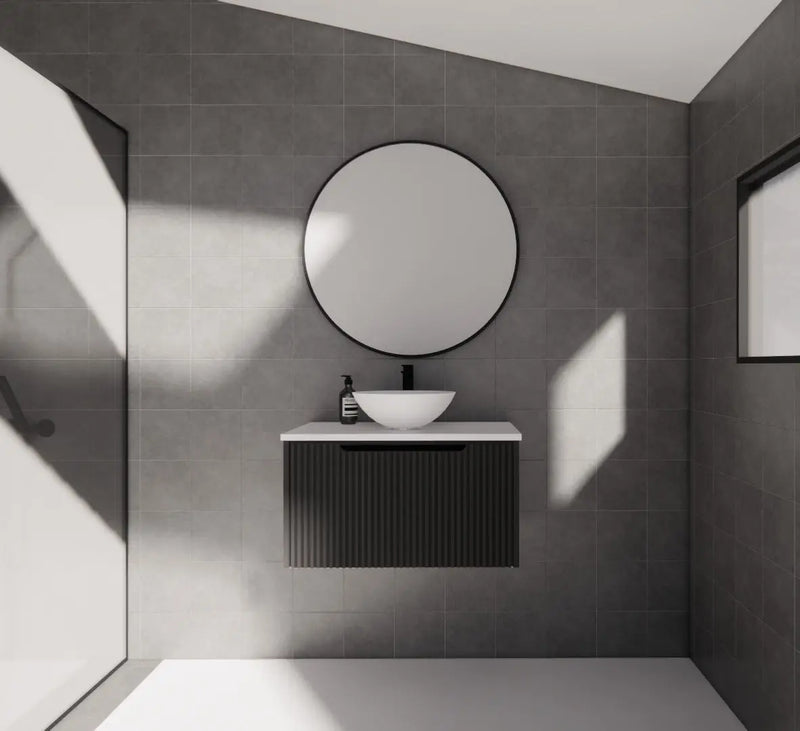 ABS Riva - Riva Vienna Wall Hung Vanity 750mm - Matt Black - Aqualux Bathrooms