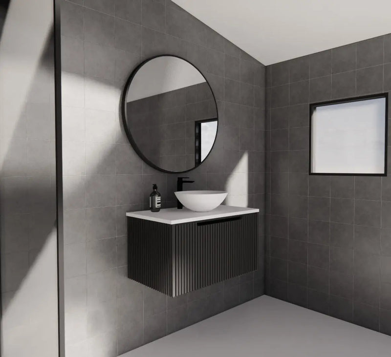 ABS Riva - Riva Vienna Wall Hung Vanity 750mm - Matt Black - Aqualux Bathrooms