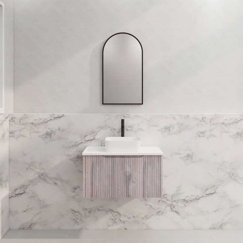 ABS Riva - Riva Vienna Wall Hung Vanity 750mm - White Oak - Aqualux Bathrooms