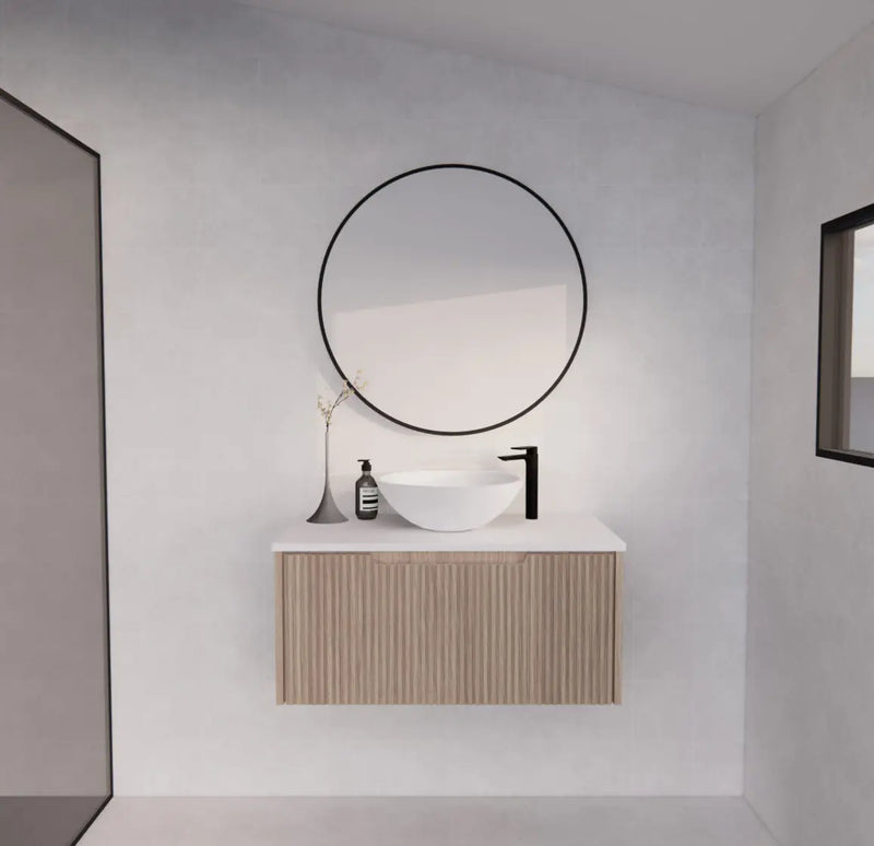 ABS Riva - Riva Vienna Wall Hung Vanity 900mm - American Oak - Aqualux Bathrooms