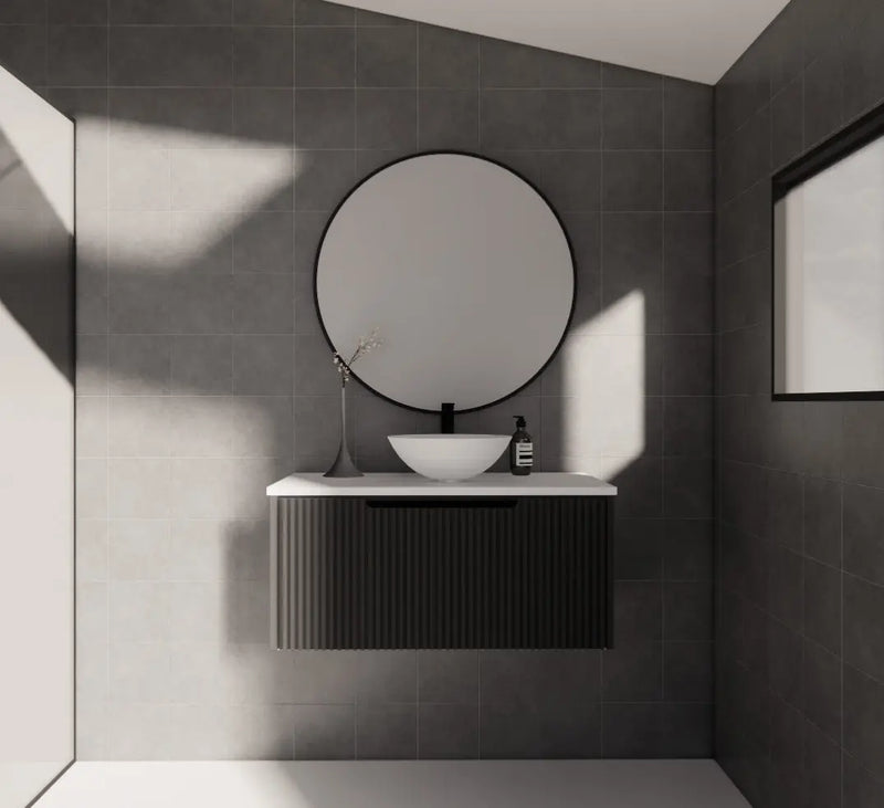 ABS Riva - Riva Vienna Wall Hung Vanity 900mm - Matt Black - Aqualux Bathrooms