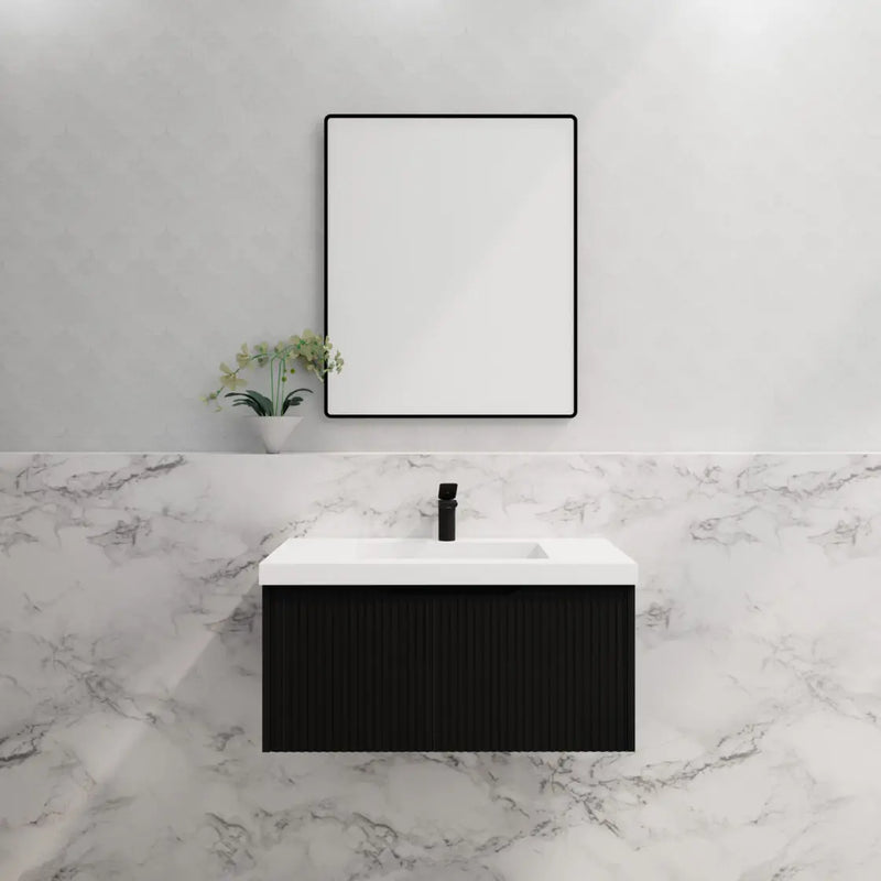 ABS Riva - Riva Vienna Wall Hung Vanity 900mm - Matt Black - Aqualux Bathrooms