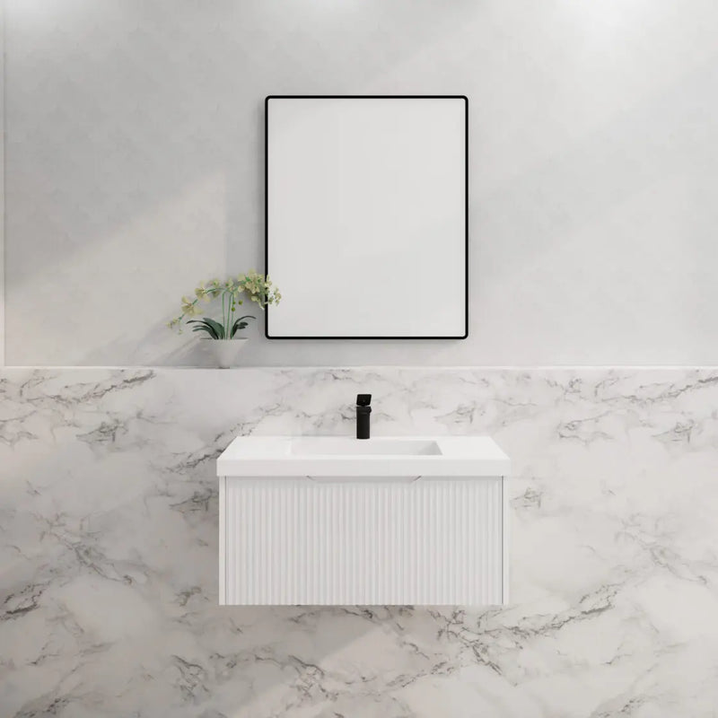 ABS Riva - Riva Vienna Wall Hung Vanity 900mm - Matt White - Aqualux Bathrooms