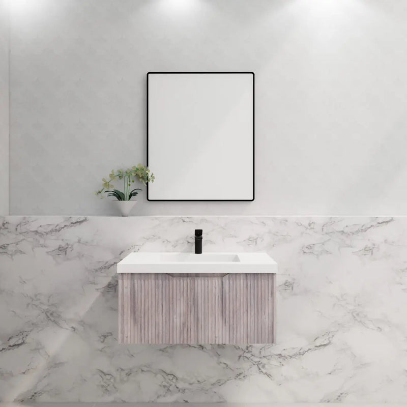 ABS Riva - Riva Vienna Wall Hung Vanity 900mm - White Oak - Aqualux Bathrooms