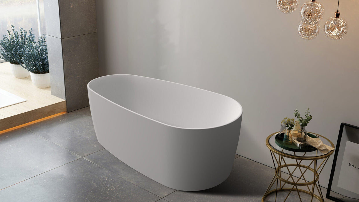 Riva Vista Super Slim Edge Egg Shape Freestanding Bathtub 1500mm - Matt White