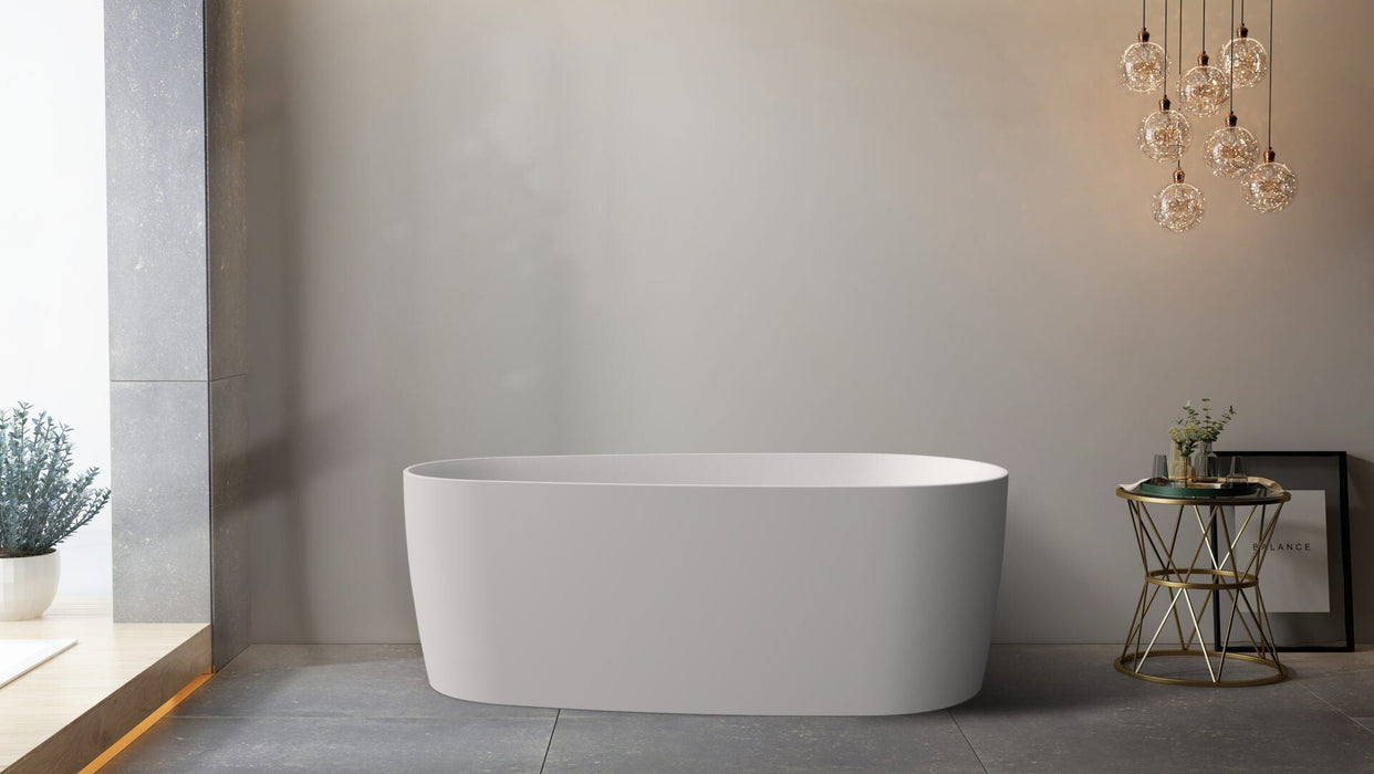 Riva Vista Super Slim Edge Egg Shape Freestanding Bathtub 1500mm - Matt White