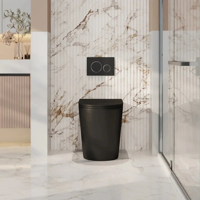 Mercio - Berlin99 Wall-Faced Floor Pan - Matt Black - Aqualux Bathrooms