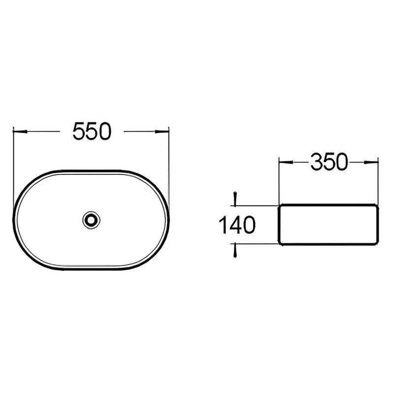 Above Counter Art Basin Gloss Black And White 550mm