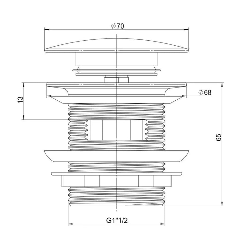 Bathtub Pop-Up Waste Overflow Brass Chrome 40mm