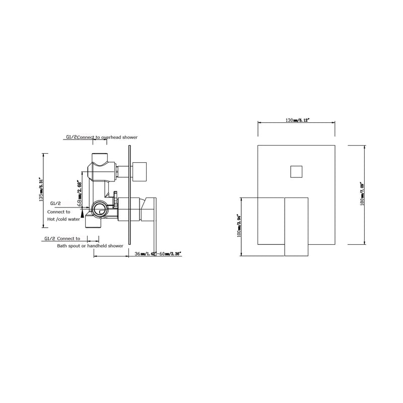 Blaze Bath/Shower Mixer Diverter