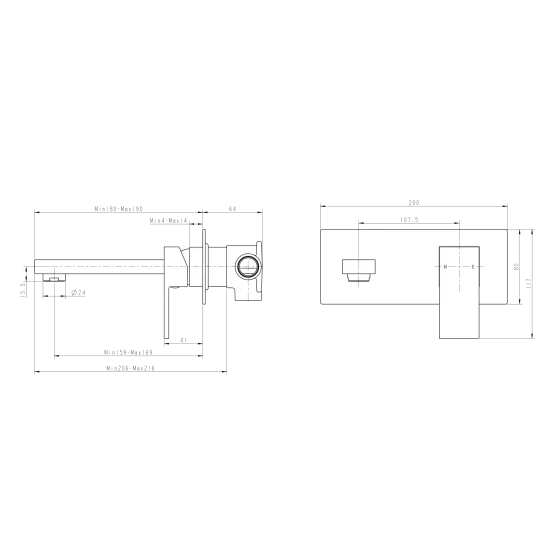 Blaze Bathtub/Basin Wall Mixer With Spout(Color Up)(Extension Part)