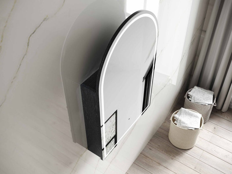 Otti Archie Black Oak Led Shaving Cabinet With Powerpoint 600X900mm