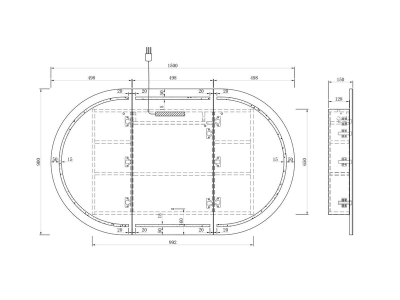 Otti Bondi Matte White Led Shaving Cabinet With Powerpoint 1500X900mm