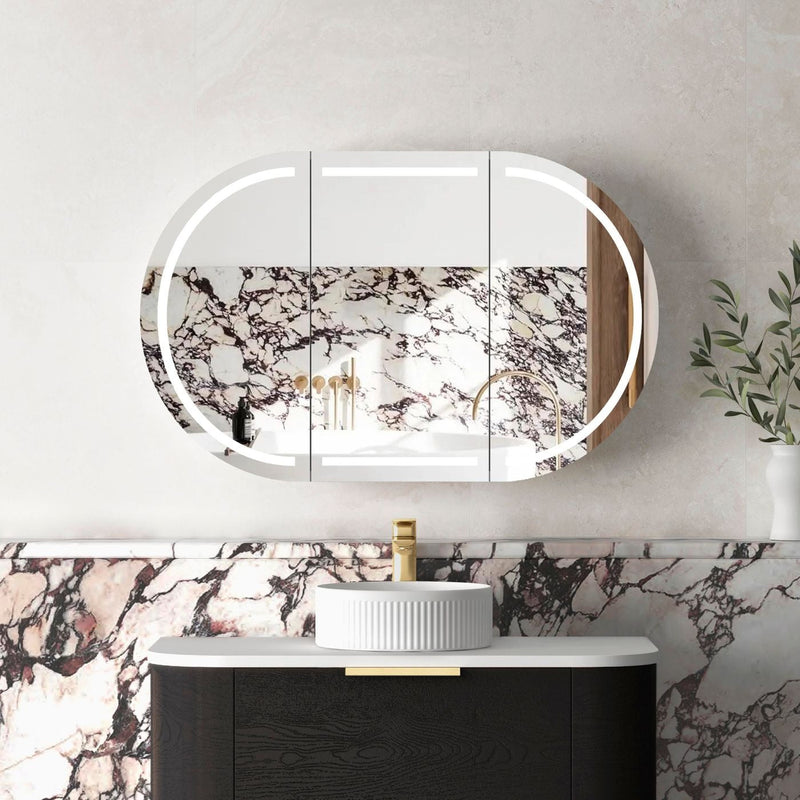 Otti Bondi Black Oak Led Shaving Cabinet With Powerpoint 1200X750mm