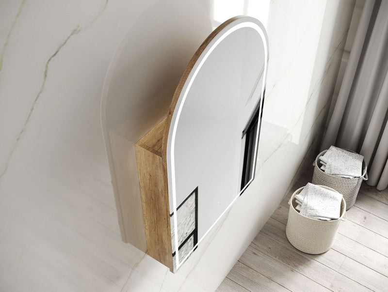 Otti Archie Natural Oak Led Shaving Cabinet With Powerpoint 600X900mm