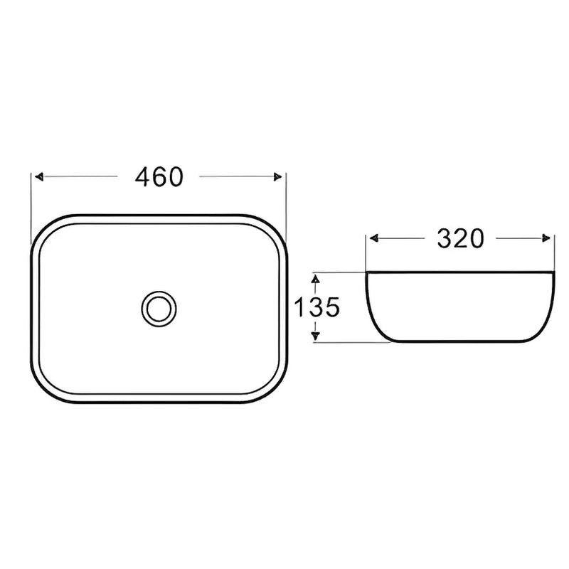Fine Ceramic Basin Gloss Black & White 460mm