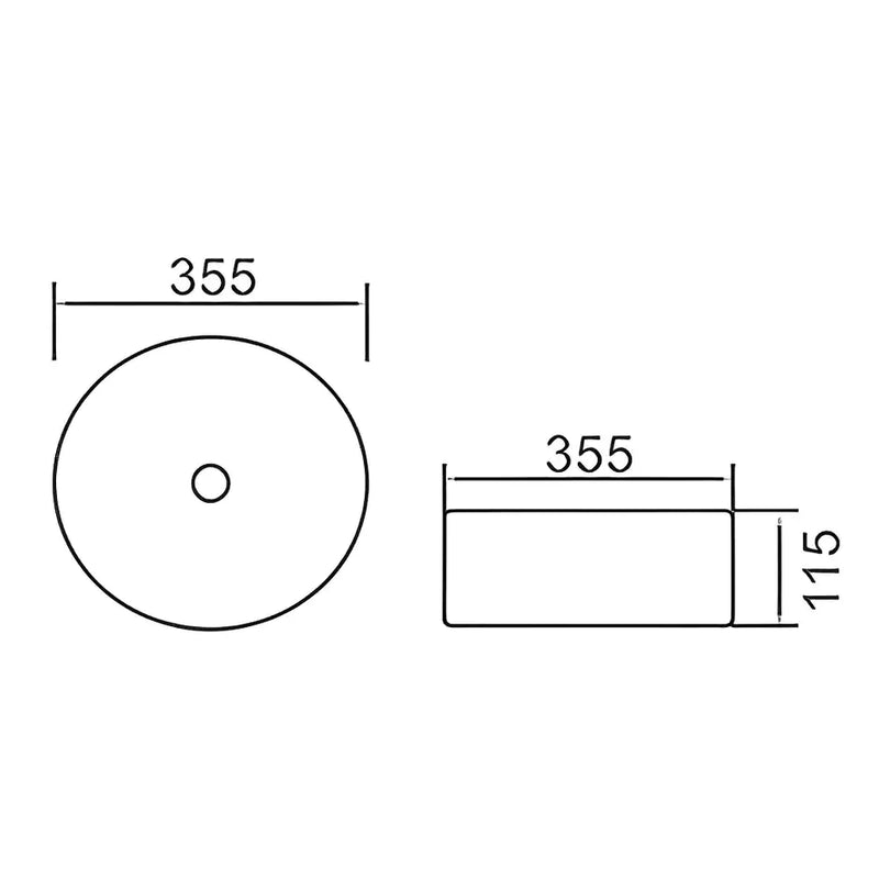 Fine Ceramic Basin Gloss White & Silky Silver 355mm