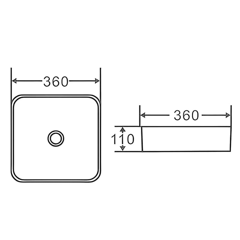 Fine Ceramic Basin Matte Black 360mm