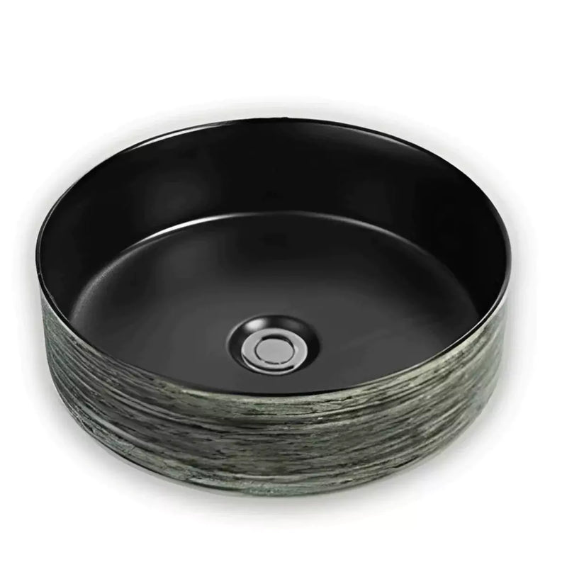 Fine Ceramic Basin Matte Black And Green 346mm