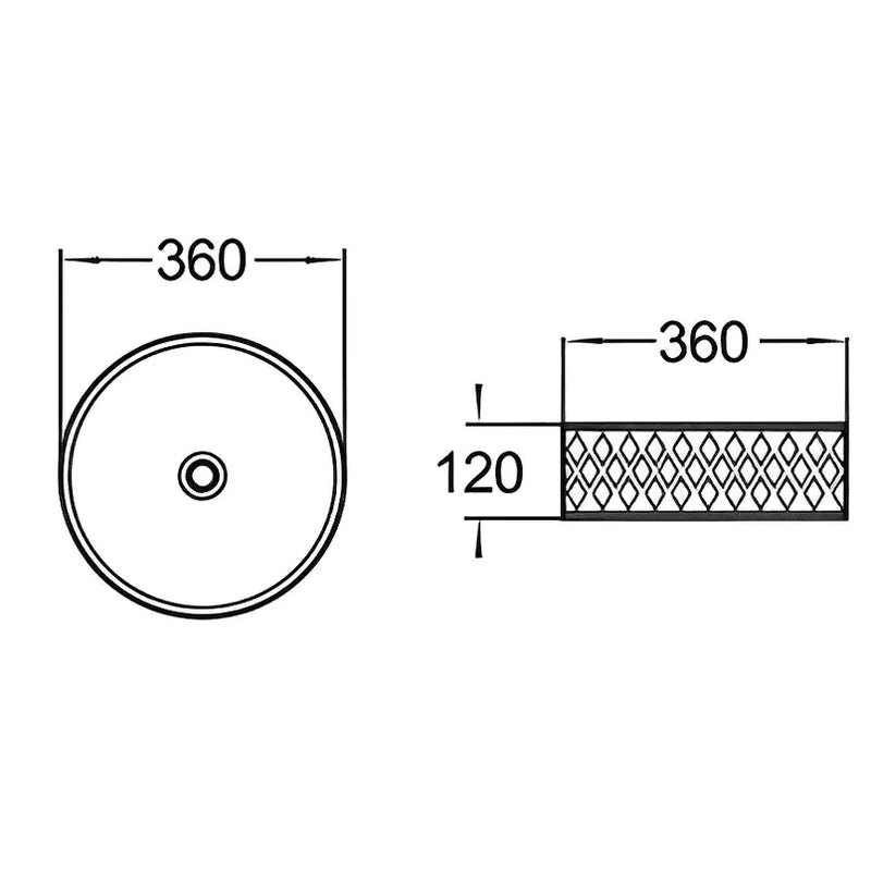 Fine Ceramic Basin Matte Black & White 360mm