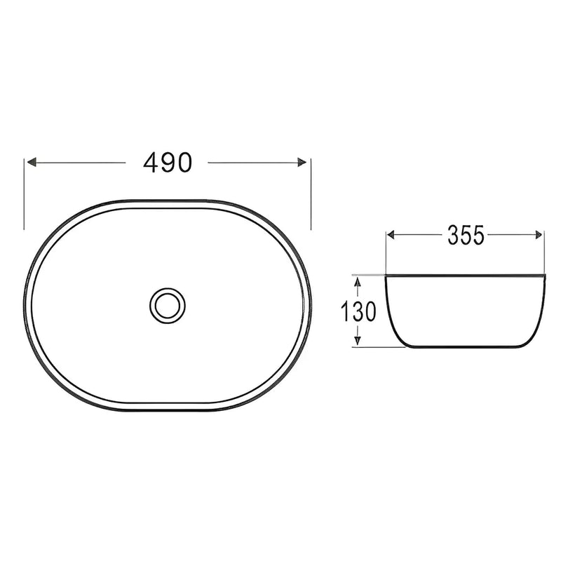 Fine Ceramic Basin Ultra Slim 490mm