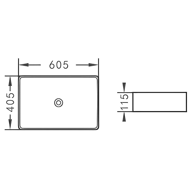 Fine Ceramic Basin Ultra Slim 605mm