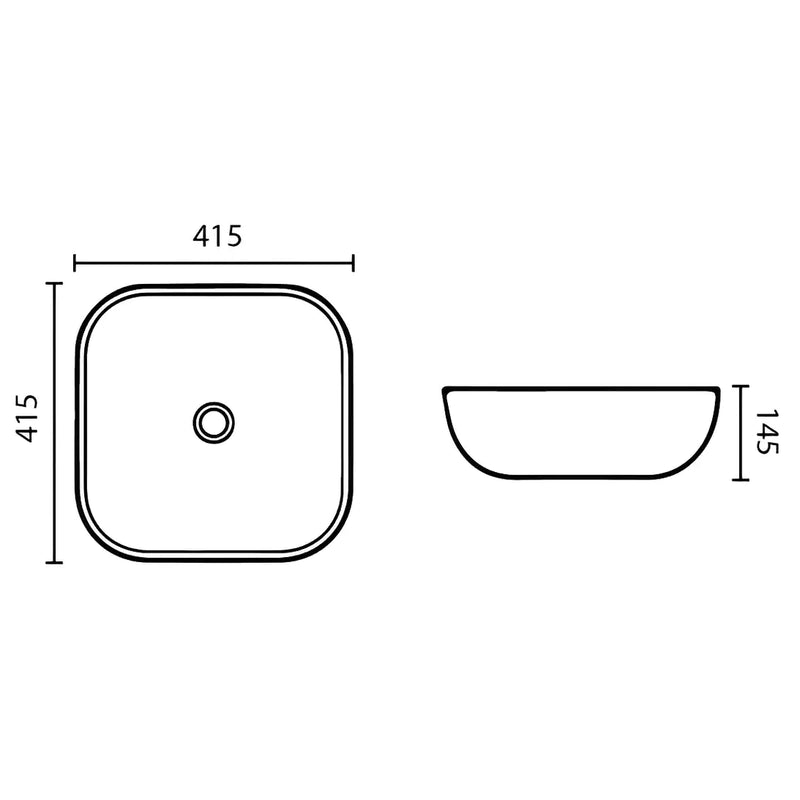 Fine Ceramic Basin Ultra Slim Gloss White 415mm