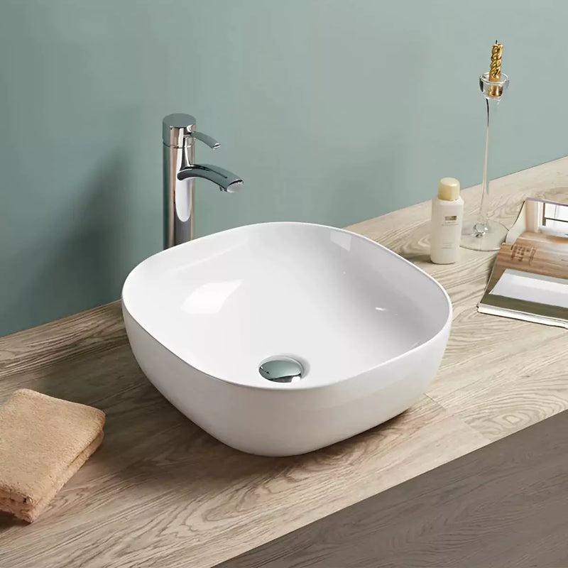 Fine Ceramic Basin Ultra Slim Gloss White 415mm
