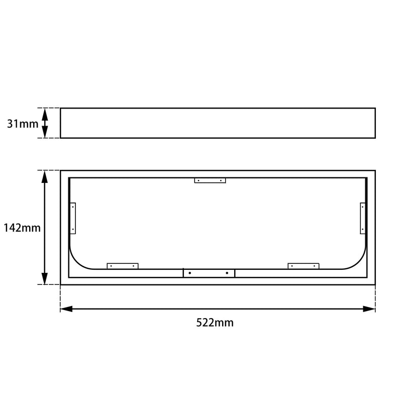 Ivano Series Glass Shelf 600mm