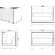 Bellevue Wall Hung Ensuite Vanity 600 (Coastal Oak) - Aqualux Bathrooms- Poseidon