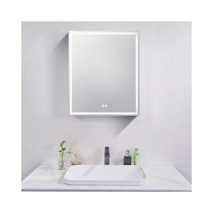 600x720x139mm Silver Brushed Rectangular LED Mirror Shaving Cabinet (Single Door, Anti-Fogging)