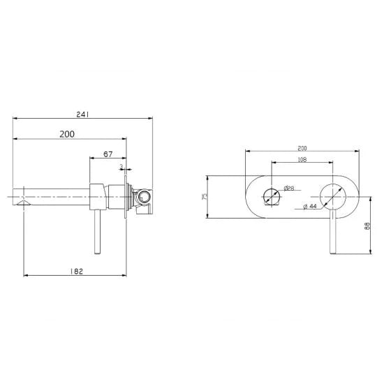 Lucid Pin Round Bathtub/Basin Wall Mixer With Spout(Color Up) (EXTENSION Part)