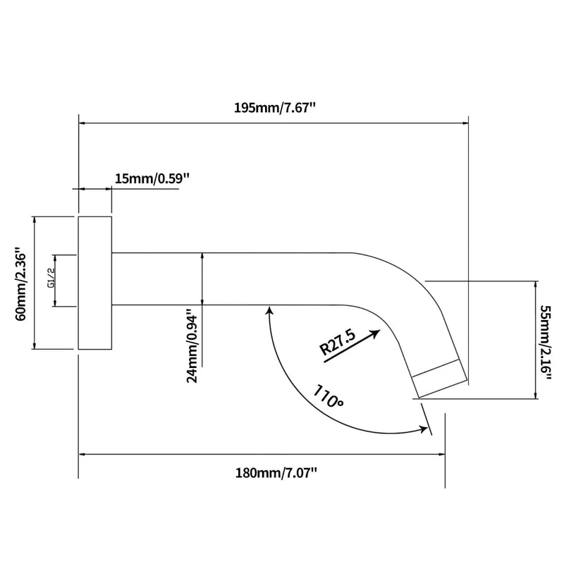 Lucid Pin Round Bathtub/Basin Wall Spout