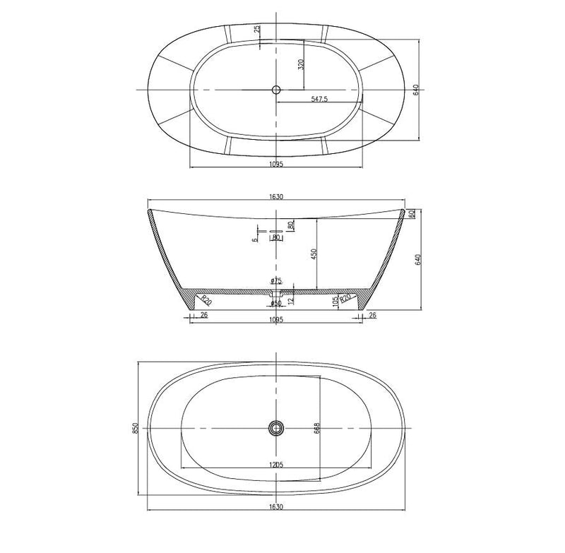Pietra Bianca Maria Freestanding Bath