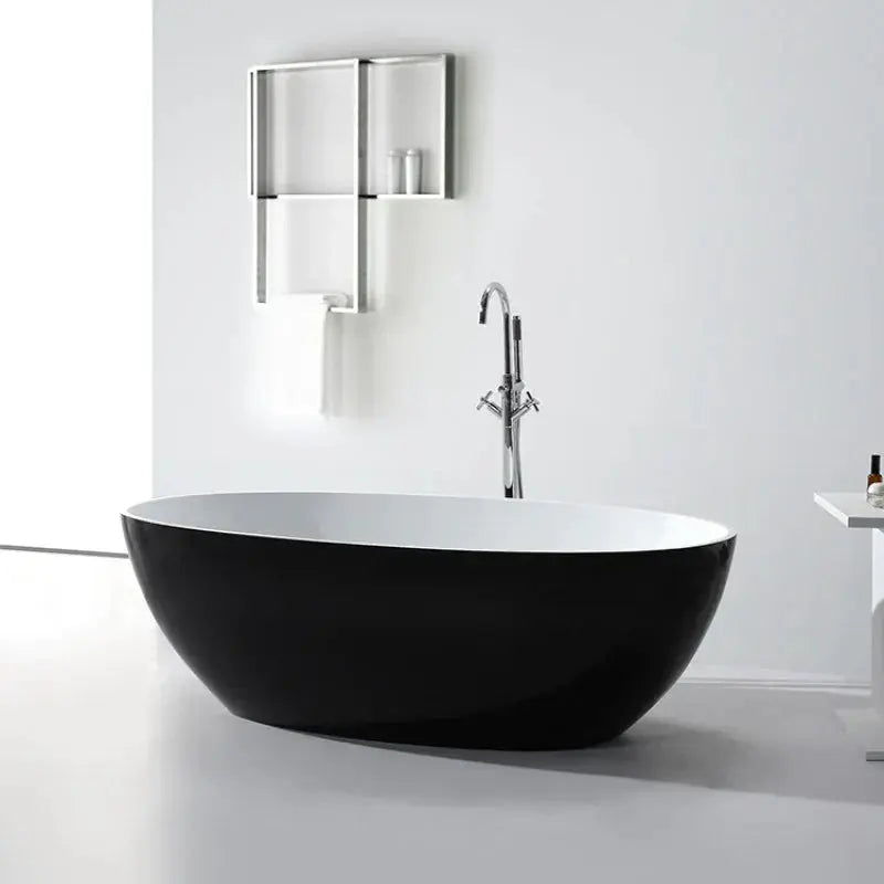 Stella Freestanding - Non Overflow Bathtub - Matte black inside and otuside - Aqualux Bathrooms- Poseidon