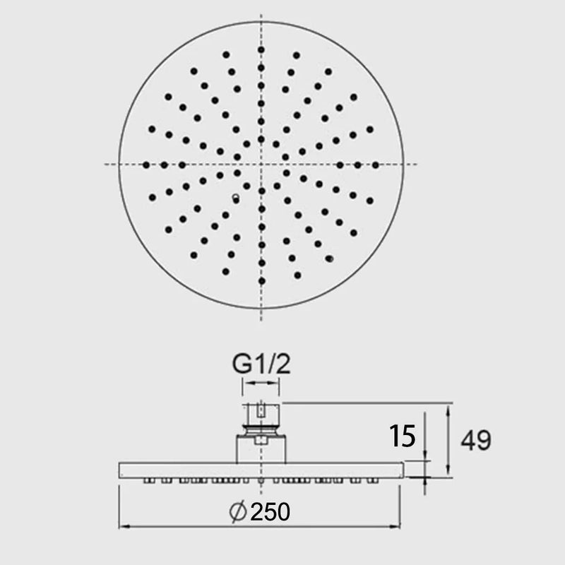 Pentro 250mm Round Rainfall Shower Head