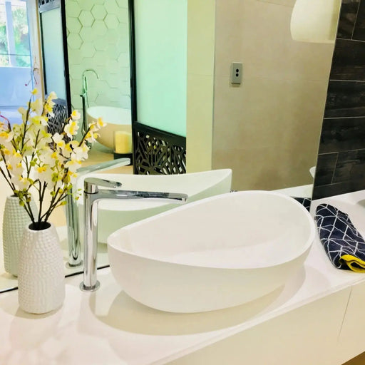 Pietra Bianca - Pietra Bianca Onda Above Counter Basin - Aqualux Bathrooms