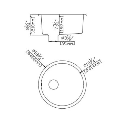 Quartz Undermount Kitchen Sink 466mm
