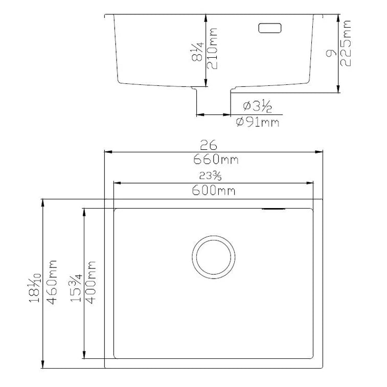 Quartz Undermount Kitchen Sink 660mm