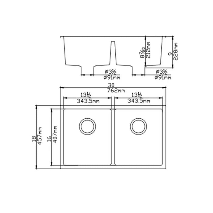 Quartz Undermount Kitchen Sink 762mm
