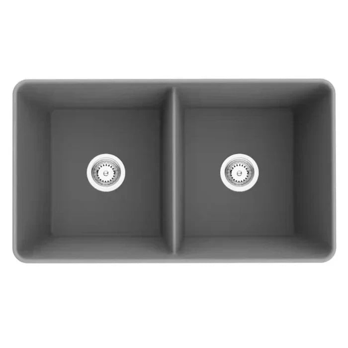 Quartz Undermount Double Bowl Kitchen Sink 838mm