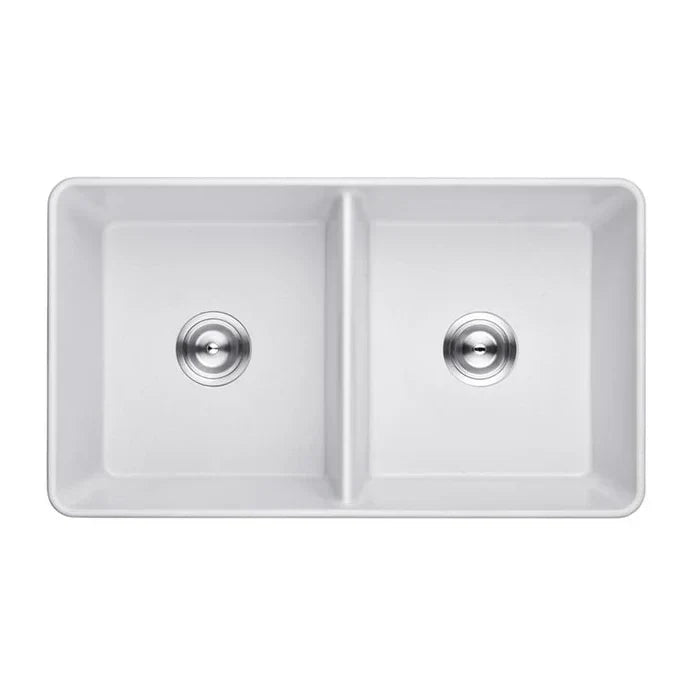 Quartz Undermount Double Bowl Kitchen Sink 838mm