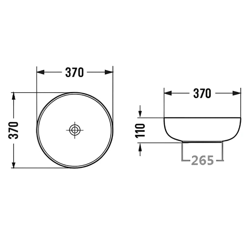 Round Above Counter Ceramic Art Basin Gloss White 370mm