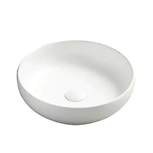Round Above Counter Ceramic Art Basin Gloss White 370mm