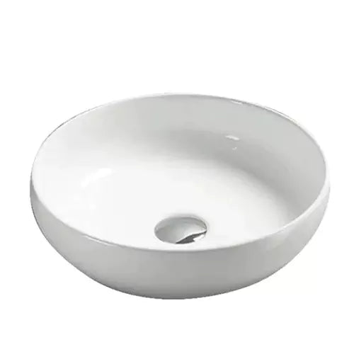 Round Above Counter Ceramic Art Basin Gloss White 370mm